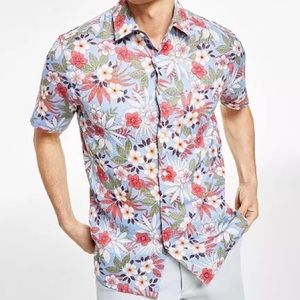 NWT Macy’s Linen Clubroom Luxury 100% Blue linen button down shirt, size L